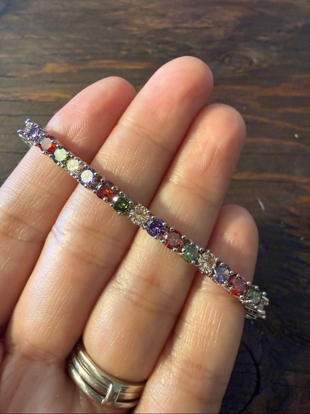 Silver Multi-Gemstone Tennis Bracelet - Colorful Sparkle
